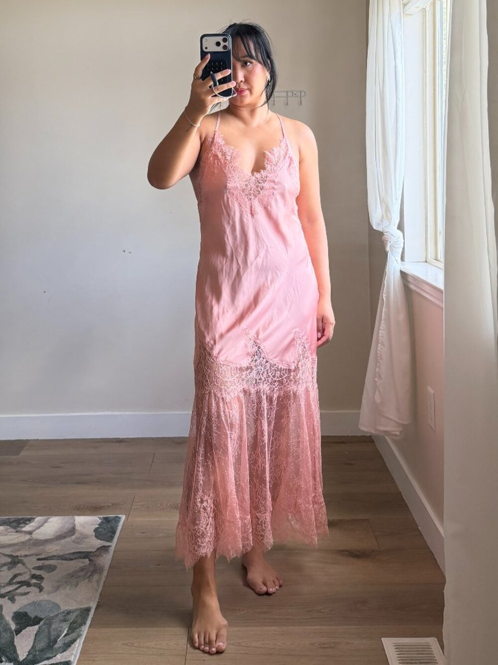 Victoria's Secret Slip Dress | Dusty Pink Lace Maxi | Y2K Lingerie Dress | M